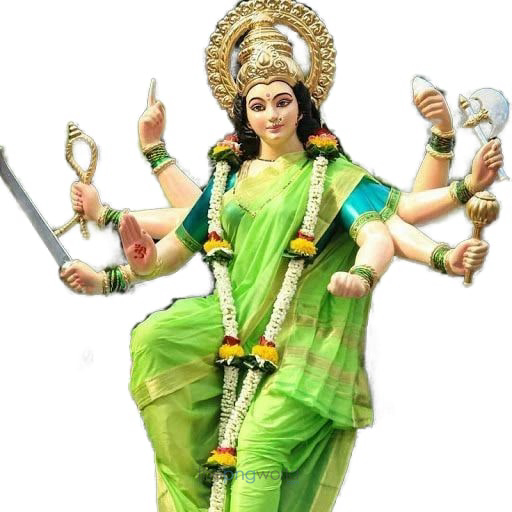 Mata Rani Navratri Photo in Green Saree PNG Transaparent maa durga,mata rani,navratri, goddess,durga,sherowali,lion,pooja,festival,god